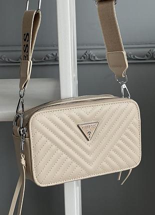 Сумка guess 4g стегана бежевий