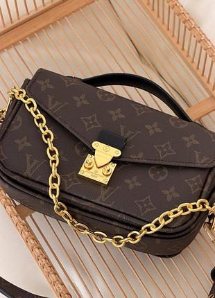 Сумка louis vuitton pochette metis east west monogram коричневий + чорний є