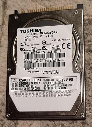 Нерабочий ide hdd 2.5 60 гб toshiba 5400 жесткий диск mk6026gax тошиба ata pata