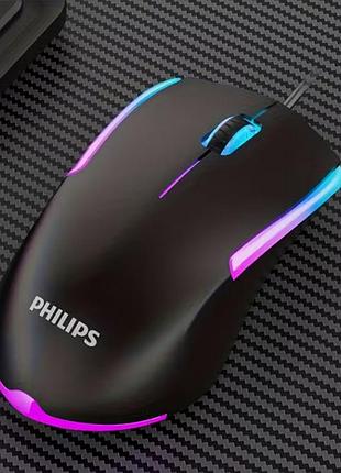 Ппроводная компьютерная мышь rgb philips spk9314 3-кнопочная