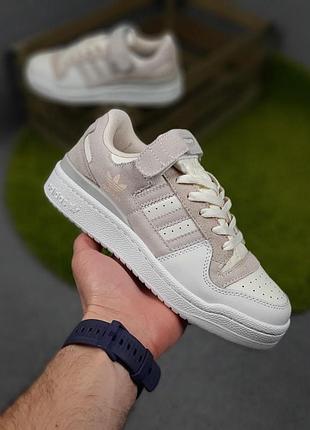 Жіночі літні кросівки adidas forum молочні з сірим кросівки адідас форум для дівчат 38