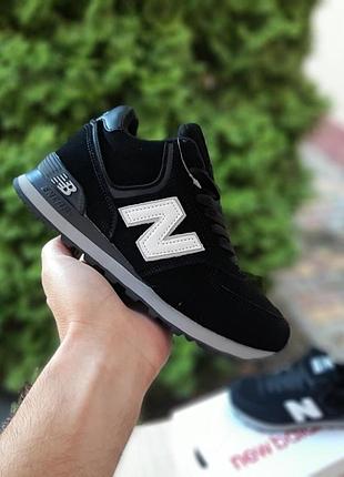 Зимові замшеві замшеві кросівки new balance 574 чорні з білим на хутрі високі теплі замшеві зимовіячийячий виноград на хутрі 38 (2