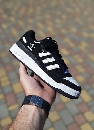 Жіночі літні замшеві кросівки adidas forum 84 low чорні з білим літні кросівки адідас форум для дівчат 41(26см)