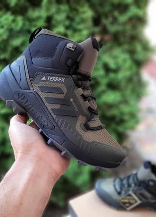 Теплые зимние кроссовки adidas errex swift r3 gtx high высокие хаки с черным зимние термо кроссовки адидас терекс на гортекс 42(26см)
