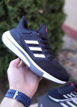 Чоловічі літні бігові кросівки adidas eq21 runчорні з білим модні кросівки адідас 45(28.5см)