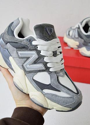 Женские зимние замшевые кроссовки new balance 9060 серые с бежевым теплые термо 1950 баллананс 9060 38(24см)