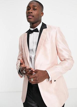 Однобортний піджак смокінг topman slim fit рожевого кольору