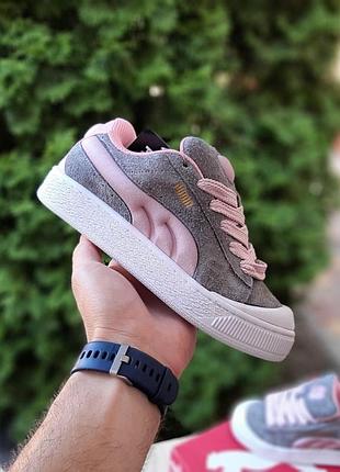Жіночі замшеві кросівки puma suede xl crush preserves сірі з рожевим модні жіночі літні кросівки пумa 37(23.5см)