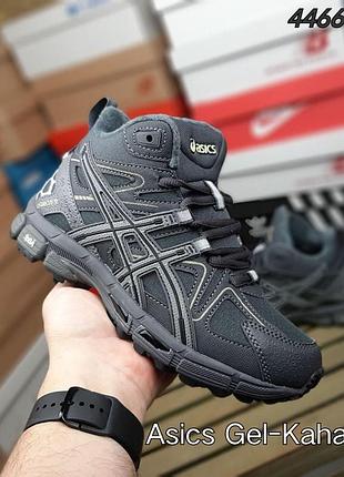 Жіночі зимові кросівки asics gel-kahana 8 high сірі з салатовим зимові жіночі високі кросівки асікс кахана 8 на хутрі