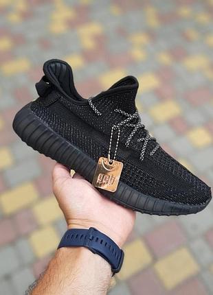 Мужские летние кроссовки adidas yeezy boost 350 чёрные полный рефлектив кроссовки адидас изи буст 42