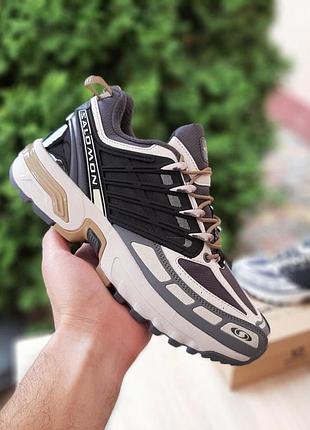 Мужские зимние термо кроссовки salomon acs oq gore-tex бежевые с серым мужскими теплыми термо кроссовками саломон