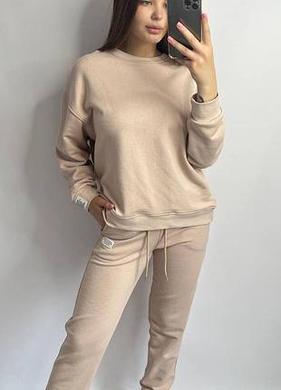 Костюм спортивный женский трикотажный бежевый xl/xxl