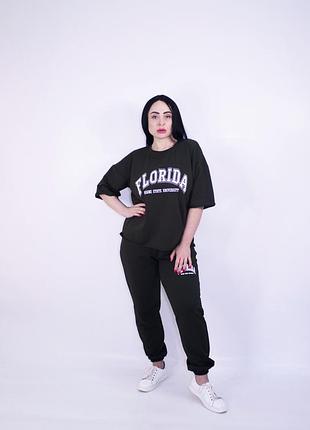 Летний прогулочный костюм женский черный xl-2xl