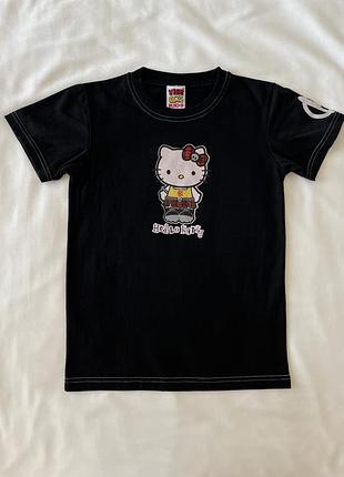 Футболка hello kitty чорна y2k goth emo alt