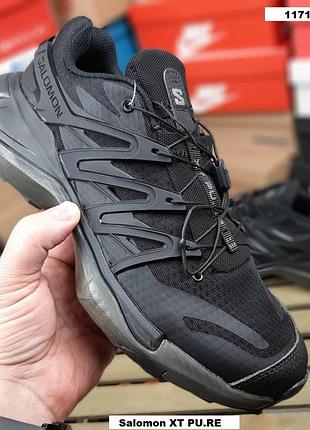 Кроссовки мужские salomon xt pu.re черные демисезон текстильные саломон хт пю.ре на весну, лето, осень 44(28см)