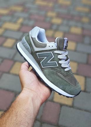Жіночі літні замшеві кросівки new balance 574 classic зелені кросівки нюбеланс 574 класік 39(24.5см)
