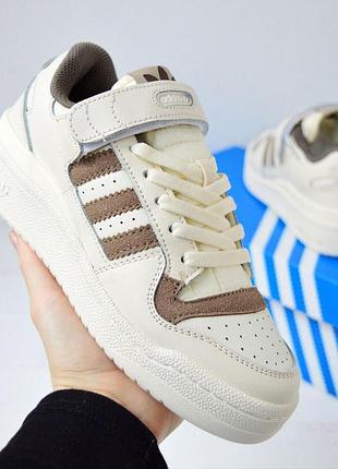 Жіночі літні замшеві кросівки adidas forum бежеві з коричневим модні літні кросівки адідас форум 38(24см)