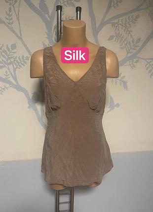 Бежева базова шовкова маєчка the white company silk