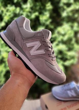 Чоловічі кросівки new balance 574 світло сірі біла n замшеві кросівки нюбеленс 574 42(26,5см)