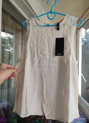 Блуза из вискозы с кружевом р.xs mango