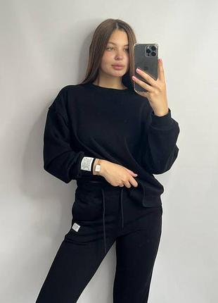 Костюм спортивный женский трикотажный черный xl/xxl
