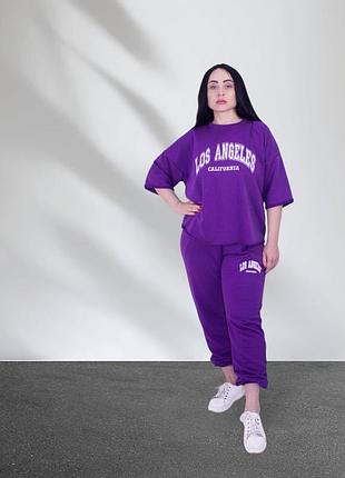 Спортивный летний костюм женский фиолетовый xs-s