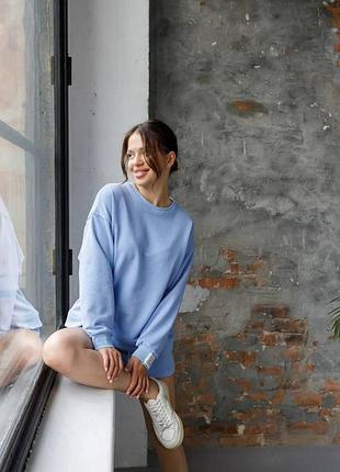 Костюм спортивний жіночий худі з шортами блакитний m/l