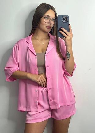 Женский костюм-двойка из сатина барби xl-2xl