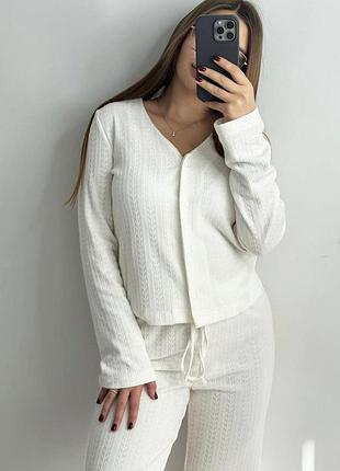 Универсальный женский костюм из трикотажа молочный xl-2xl