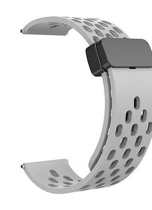 Универсальный ремешок с магнитной застёжкой universal 20 mm silicone samsung/amazfit/huawei grey
