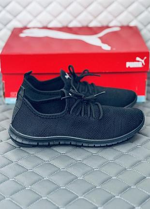 Кросівки сліпони жіночі літні сітка puma run чорні пума бігові 38, 37, весна