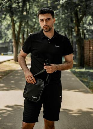 Спортивный костюм летний мужской черный reebok
