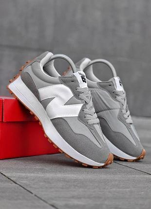 Осенние мужские кроссовки new balance 327 серые весенние замшевые кожаные, кроссовки нью баланс осень демисезонные 43