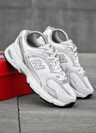 Осенние мужские кроссовки new balance 530 белые весенние сетка кожаные, кроссовки нью баланс осень демисезонные 41