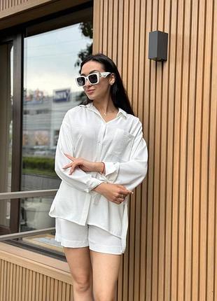 Костюм-тройка женский летний с шортами и брюками молочный xl-xxl