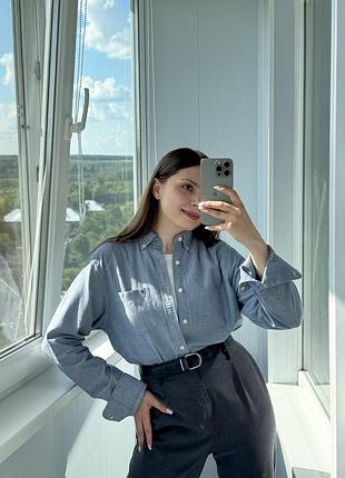 Сіро-синя сорочка з чоловічого плеча tommy hilfiger 1+1=3