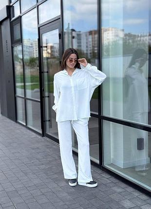 Костюм-трійка жіночий літній з шортами і брюками білий xl-xxl