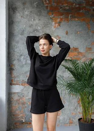 Костюм спортивний жіночий з шортами чорний m/l