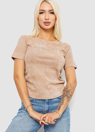 Футболка женская с принтом, цвет бежевый, 221r3309