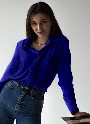 Класична жіноча сорочка, синя, l, 46-48