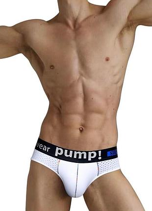 Мужские брифы pump белого цвета с черной резинкой