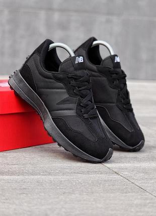 Осінні чоловічі кросівки new balance 327 чорні весняні замшеві шкіряні, кросівки нью баланс осінь демісезонні 40