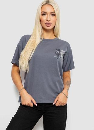 Футболка женская с принтом, цвет серый, 221r2806