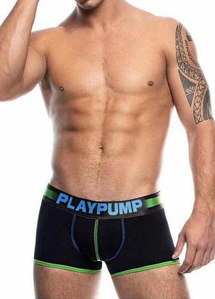 Боксеры для мужчин от бренда pump черные с зеленым кантом
