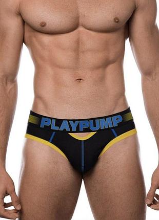 Мужские трусы play pump черные с желтой окантовкой