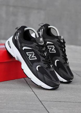 Осінні чоловічі кросівки new balance 530 чорні з білою підошвою весняні сітка, кросівки нью баланс 530