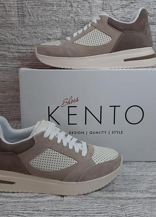 Кросівки жіночі kentro шкіряні з перфорацією бежеві 39