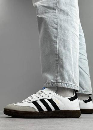 Кроссовки мужские adidas samba комбинированные белые