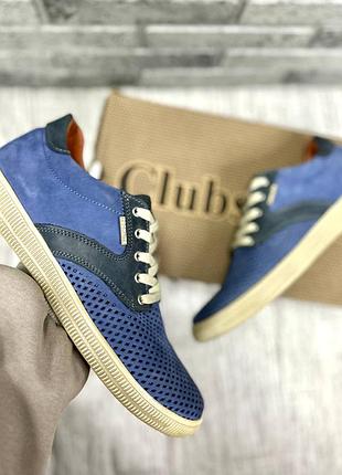 Мужские летние кеды clubshoes кожаные синие 41