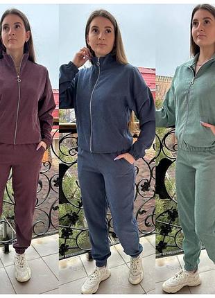 Костюм вельвет кофта штани 42-44, 46-48, 50-52, 54-56, 58-60 чёрный, шоколад, джинс, оливка, фрез